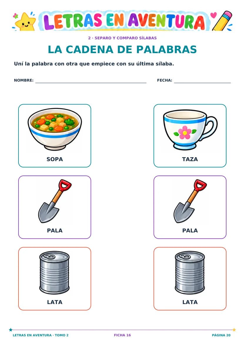 Relacionar partes de palabras